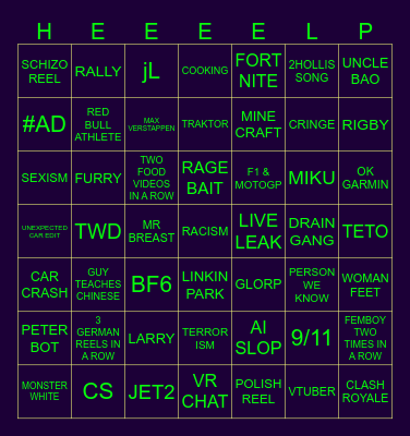 poroAgony Bingo Card