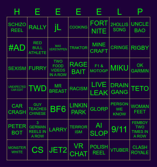 poroAgony Bingo Card