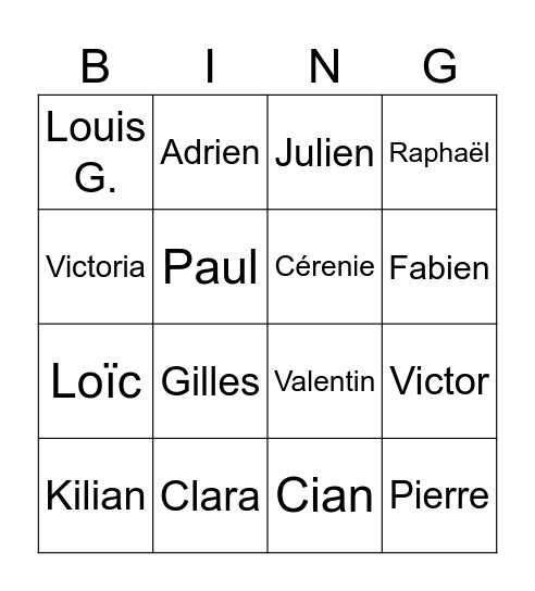 Bingo d’enterrement Bingo Card
