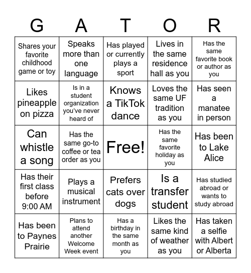 Find Someone Who... Bingo Card