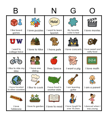 Get to Know the Teacher! Bingo Card