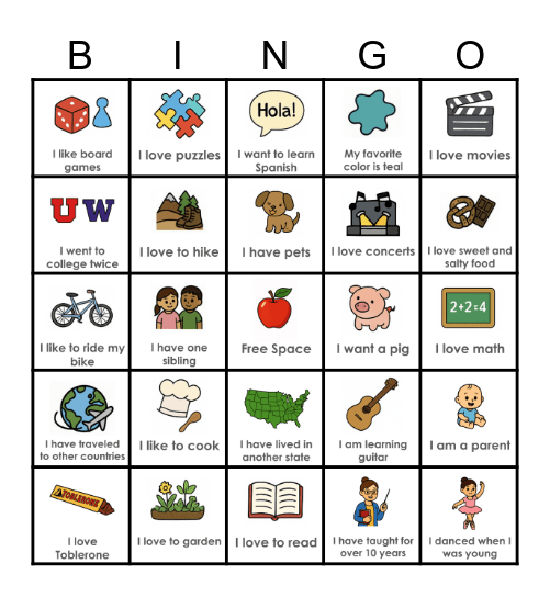 Get to Know the Teacher! Bingo Card