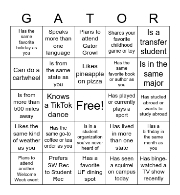 Find Someone Who... Bingo Card