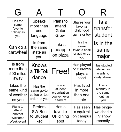 Find Someone Who... Bingo Card