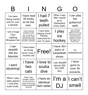 Fun Fact Bingo Card