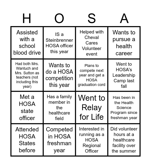 Human Bingo Card