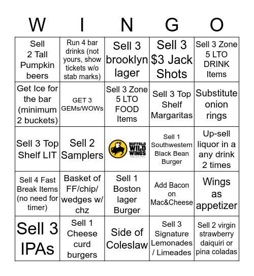 $$ BWW WINGOOOO!!!!!!!!!!!! $$ Bingo Card