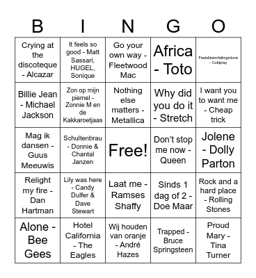 Zorg en Ondersteuning muziekbingo Card