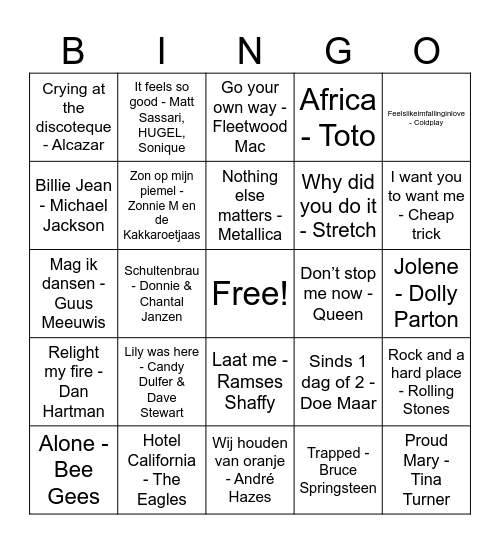 Zorg en Ondersteuning muziekbingo Card