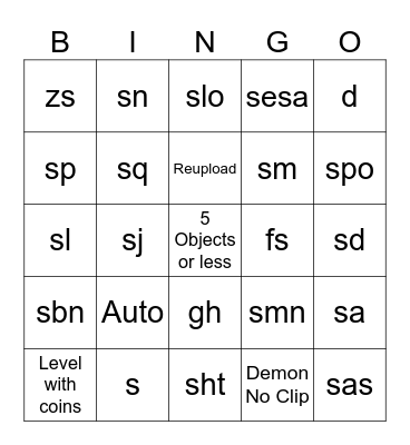 Recent Tab Bingo Card