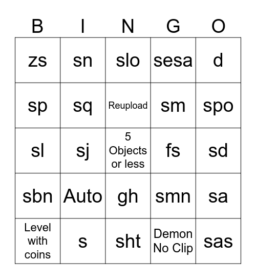 Recent Tab Bingo Card