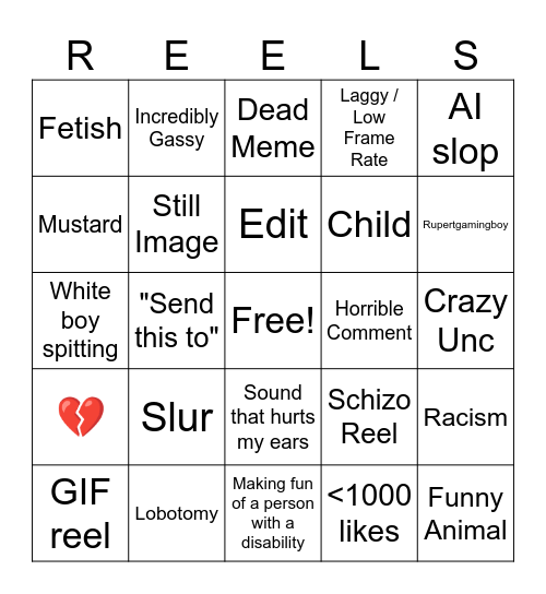 Reels Bingo Card