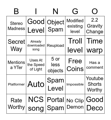 Recent Tab Bingo Card