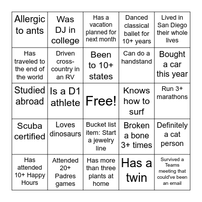 Who's Fun Fact Is It? Bingo Card