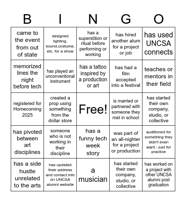 UNCSA Pickles and Pints Bingo Card