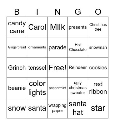 CHRISTMAS Bingo Card