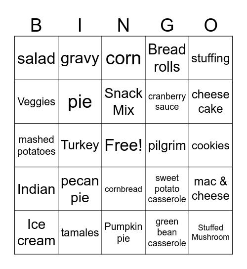 Thanksgiving Bingo Card