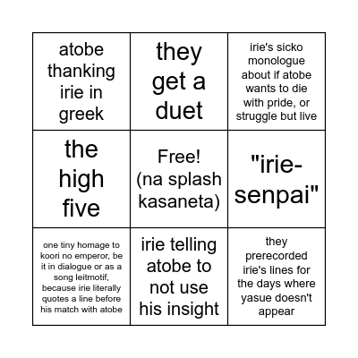 atoiri fifth stage bingo Card