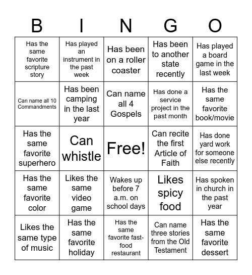 Untitled Bingo Card