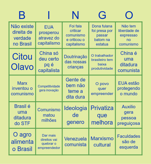 Debates Comunista x Doidinho Bingo Card