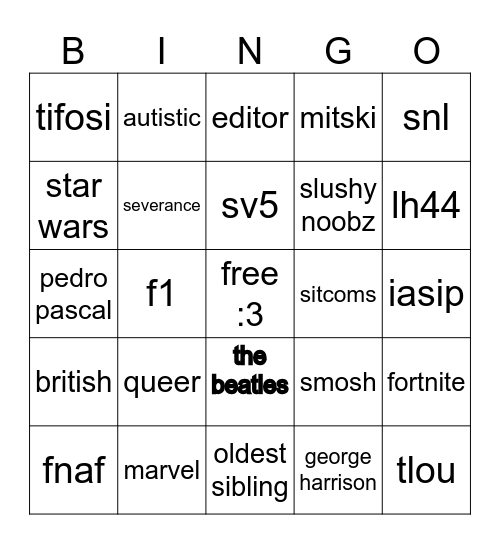 rain bingo Card