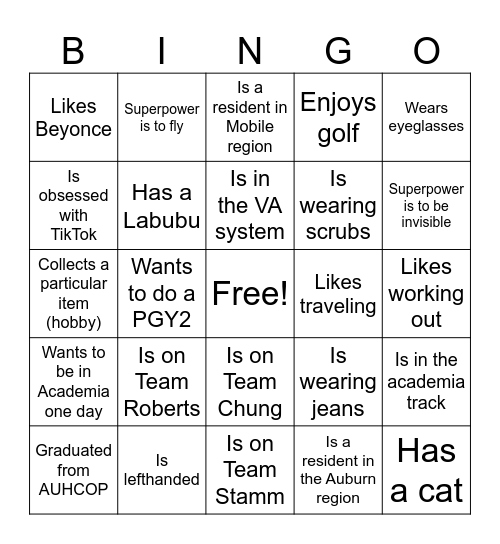RTLP Bingo Card
