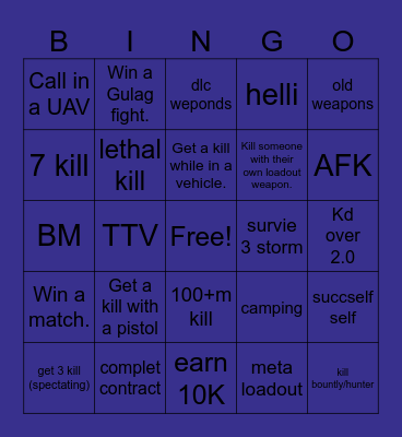 warzone bingo Card