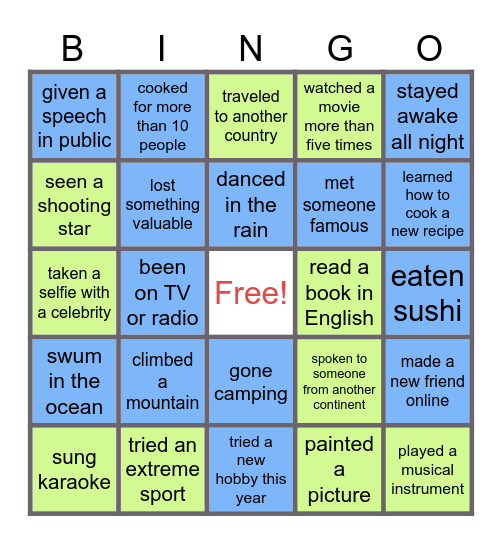 Have you ever...? Bingo Card