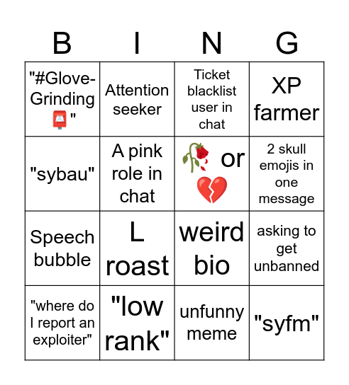 SBC Bingo Card Bingo Card