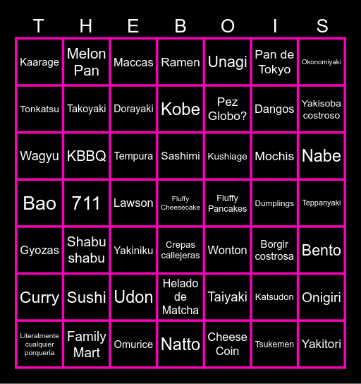 Ñam Ñam en Japón Bingo Card