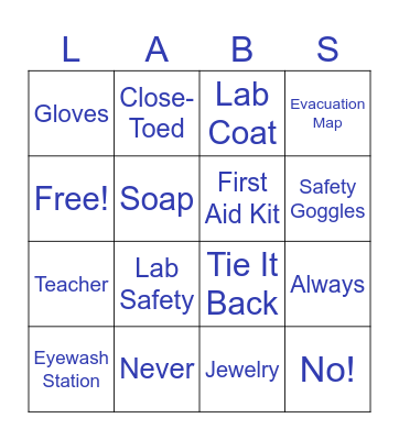 Lab Safety Bingo Card