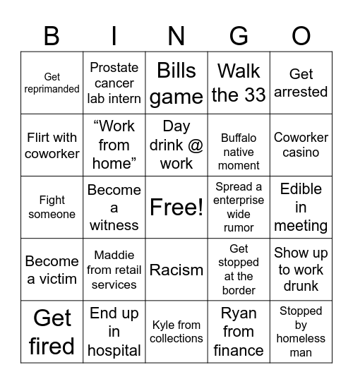 Adult bingo Card