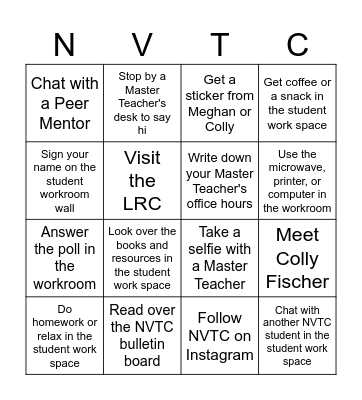 Step 1 Bingo Card