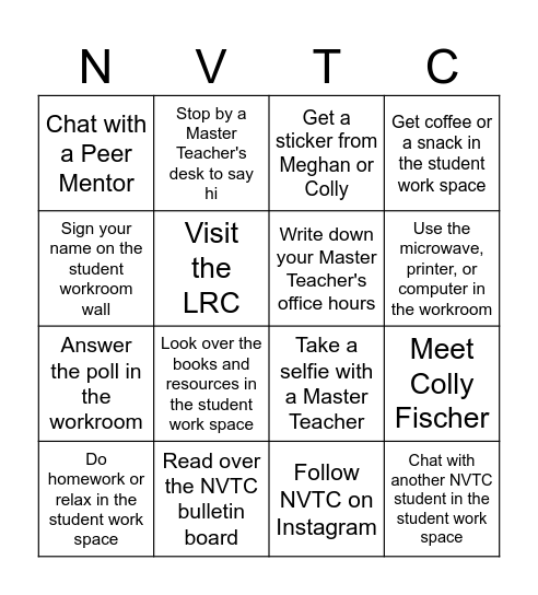 Step 1 Bingo Card
