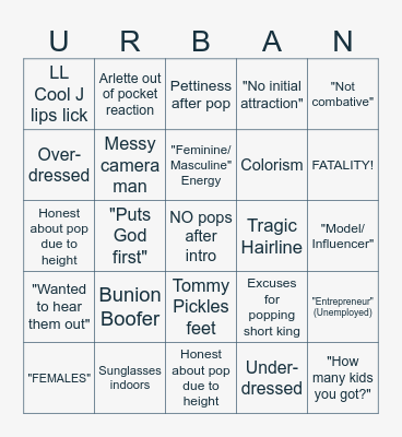 "We Cooked" Wednesdays Bingo Card