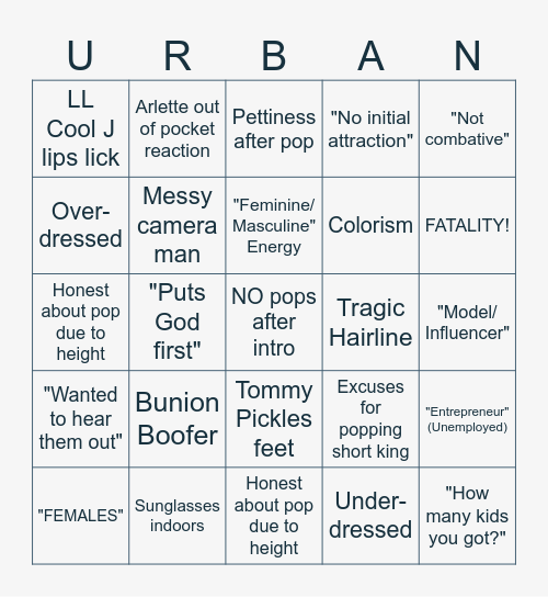 "We Cooked" Wednesdays Bingo Card