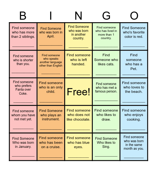 Find Someone Who... Bingo Card
