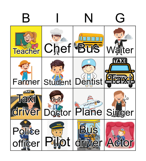 OCCUPATIONS Bingo Card