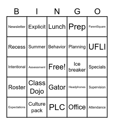 Bronco Bingo Card