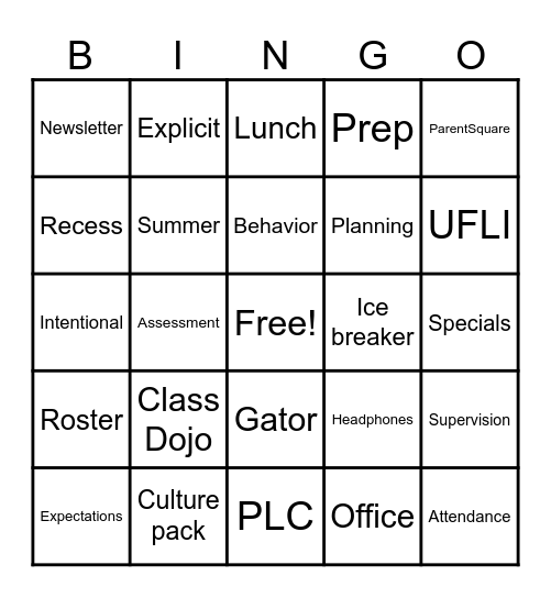 Bronco Bingo Card