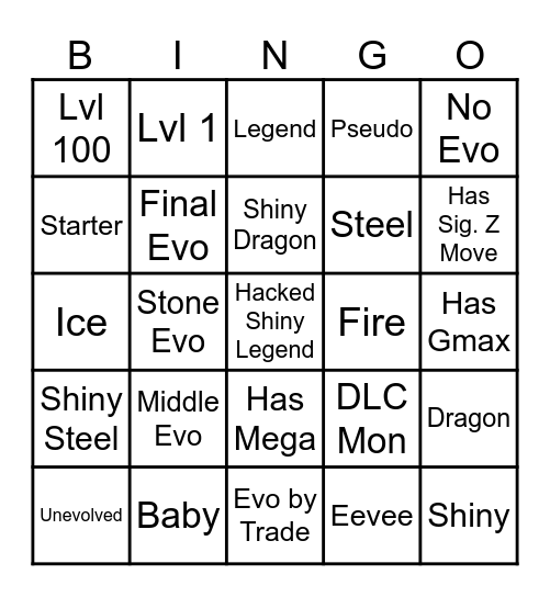 Suprise Trade Bingo Card