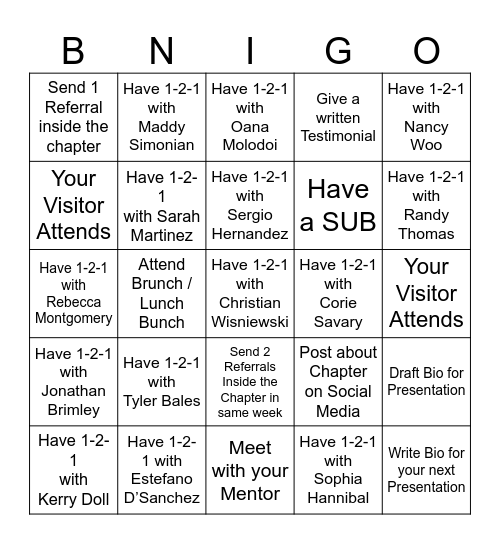BNI BINGO Card