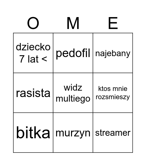 OME BINGO Card