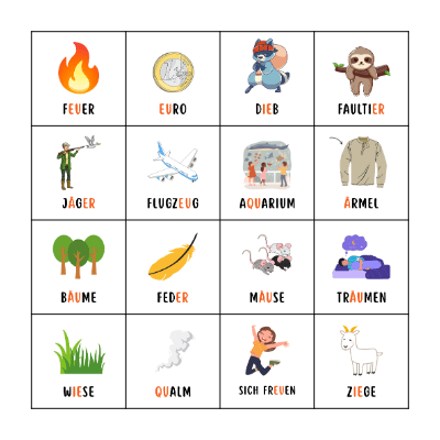 Aussprache 1 Bingo Card