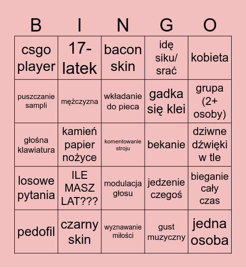 Roblox Bingo Card