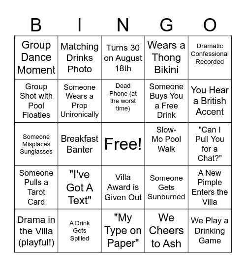 Casa Amor Bingo Card