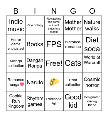 Miri Bingo Card