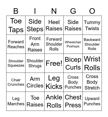 Exercise Bingo Card