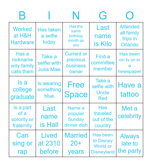 2310 Family Bingo Card