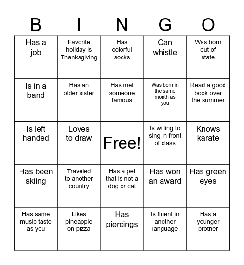 Find Someone Who... Bingo Card